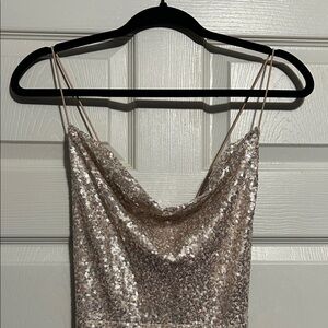 Windsor Silver Sequin Spaghetti Strap Dress